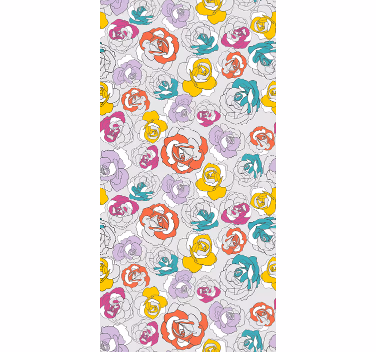 Carta da parati corridoio motivo rose colorate - TenStickers