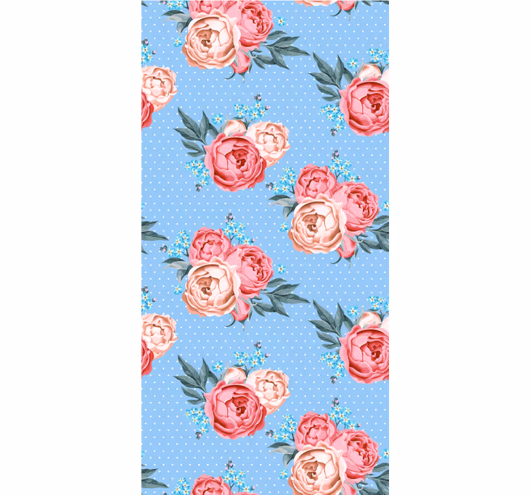 Carta da parati corridoio rose rosa blu fiorite - TenStickers