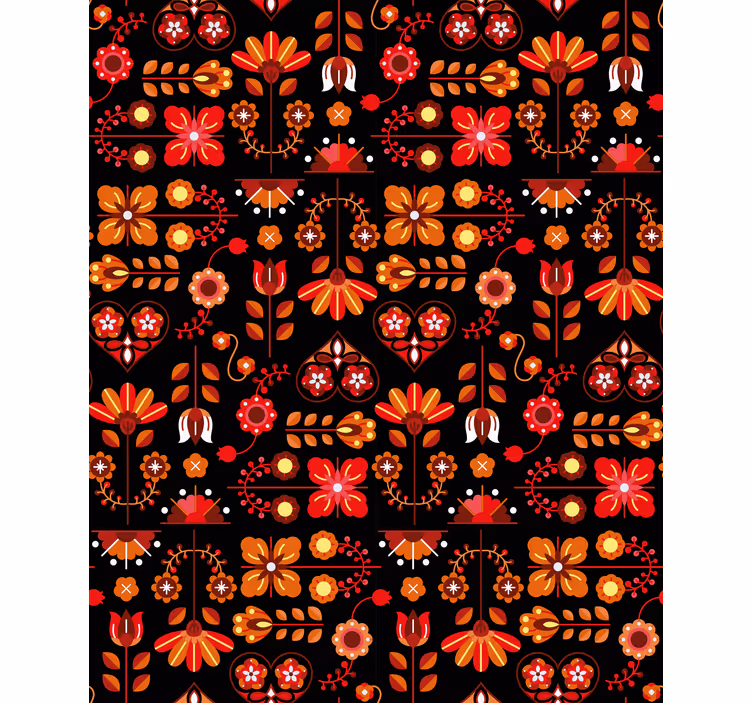 Carta da parati corridoio arte popolare arancione - TenStickers