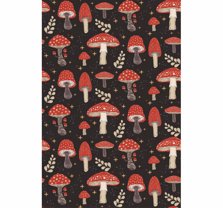 Carta da parati corridoio con motivo funghi - TenStickers