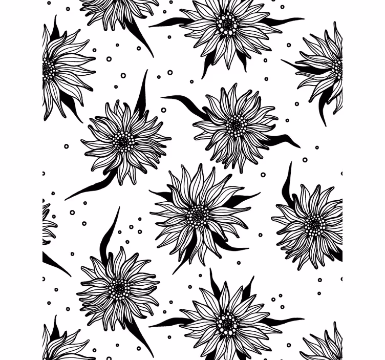 Carta da parati corridoio girasoli bianchi e neri - TenStickers