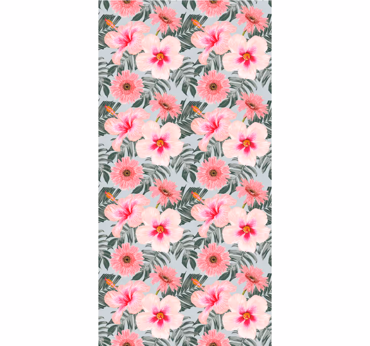 Carta da parati corridoio ibisco e fiori - TenStickers