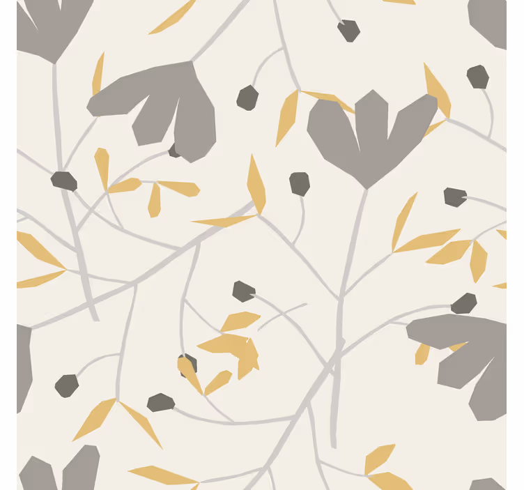 Carta da parati nordica fiori grigi e gialli - TenStickers