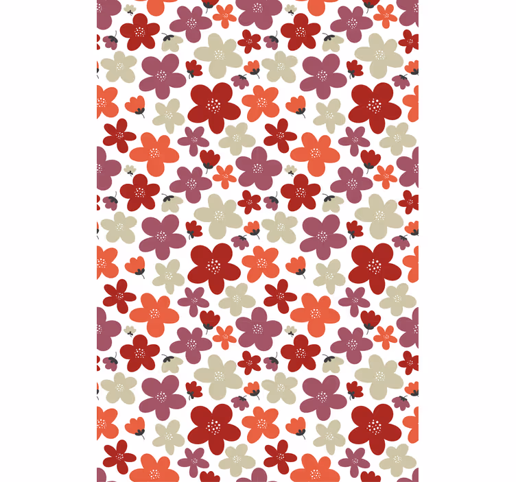 Carta da parati nordica motivo fiori astratti rossi - TenStickers