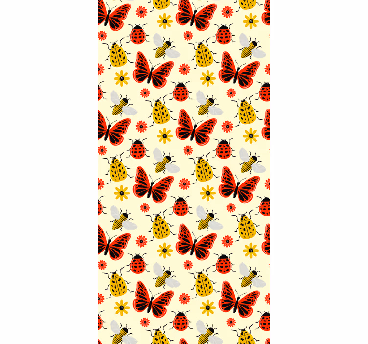 Carta da parati nordica motivo insetti colorati minimalisti - TenStickers