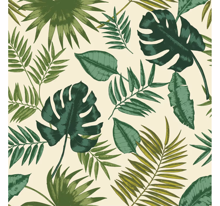 Carta da parati soggiorno motivo tropicale foglioso - TenStickers