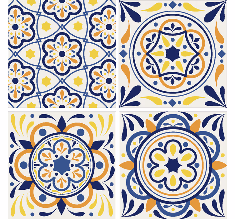 Carta da parati effetto piastrelle stile portoghese - TenStickers
