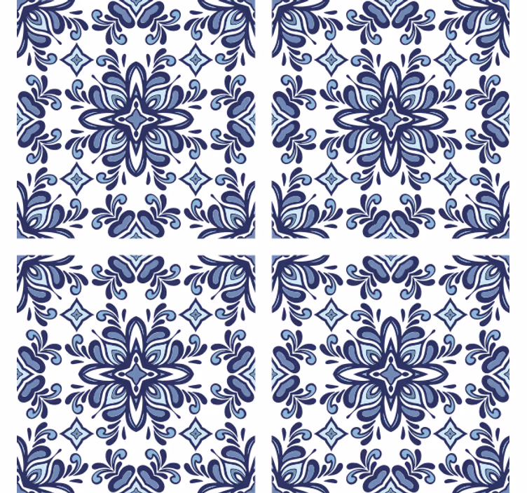 Carta da parati effetto piastrelle stile marocchino blu - TenStickers