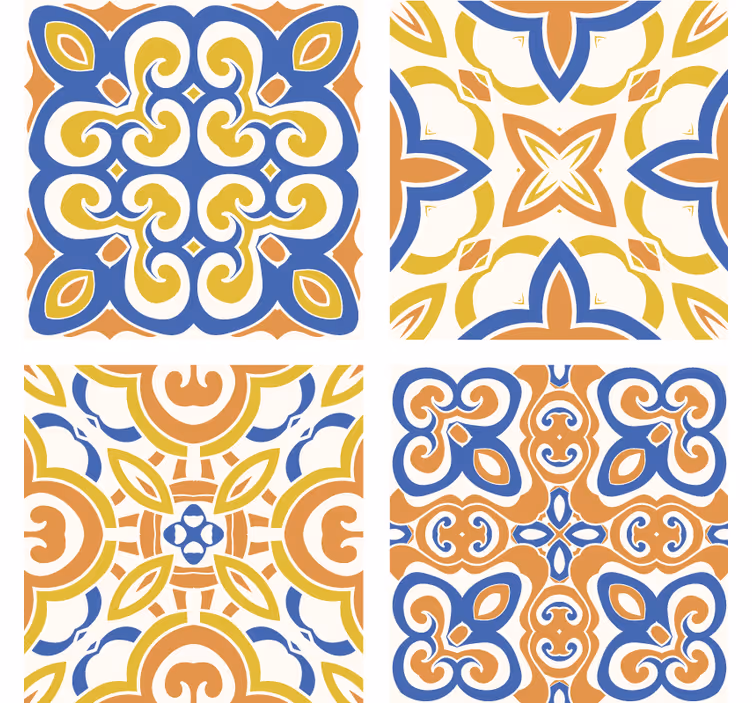 Carta da parati effetto piastrelle siciliane - TenStickers