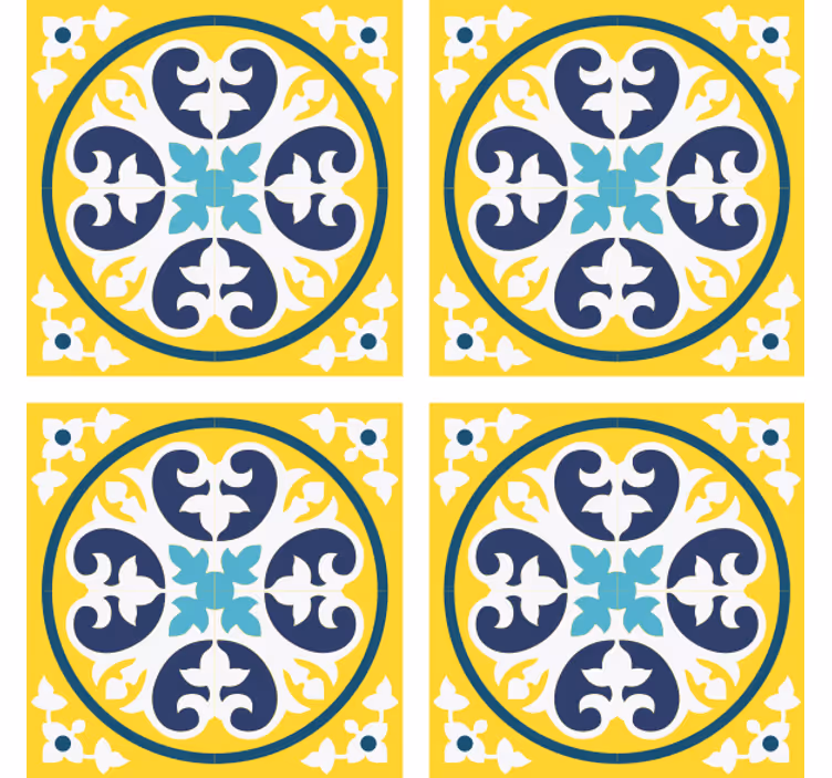 Carta da parati effetto piastrelle motivo floreale - TenStickers