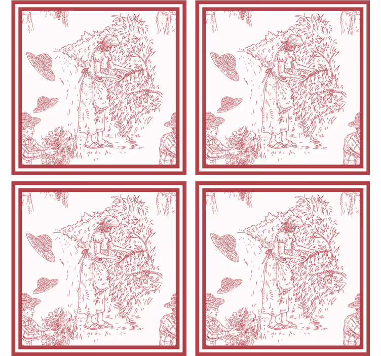 Carta da parati vintage illustrazione scena rustica - TenStickers