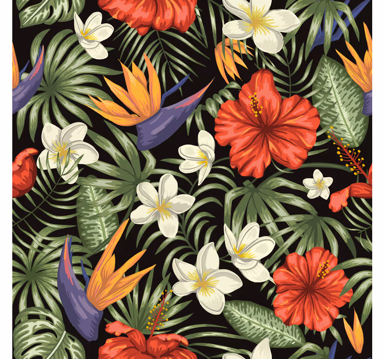 Carta da parati floreale motivo piante tropicali - TenStickers