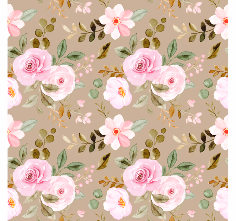 Carta da parati floreale rose beige vintage - TenStickers