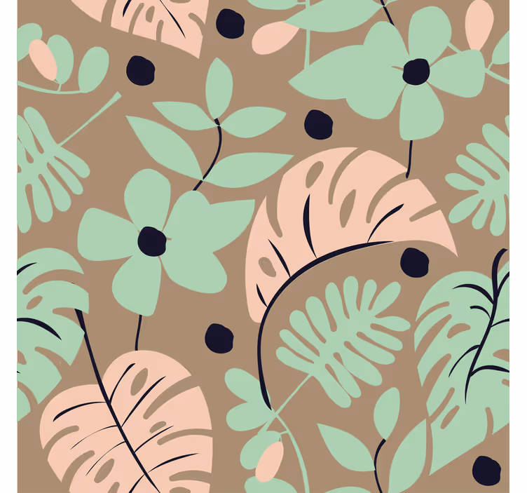 Carta da parati floreale fiori e foglie di monstera pastello - TenStickers