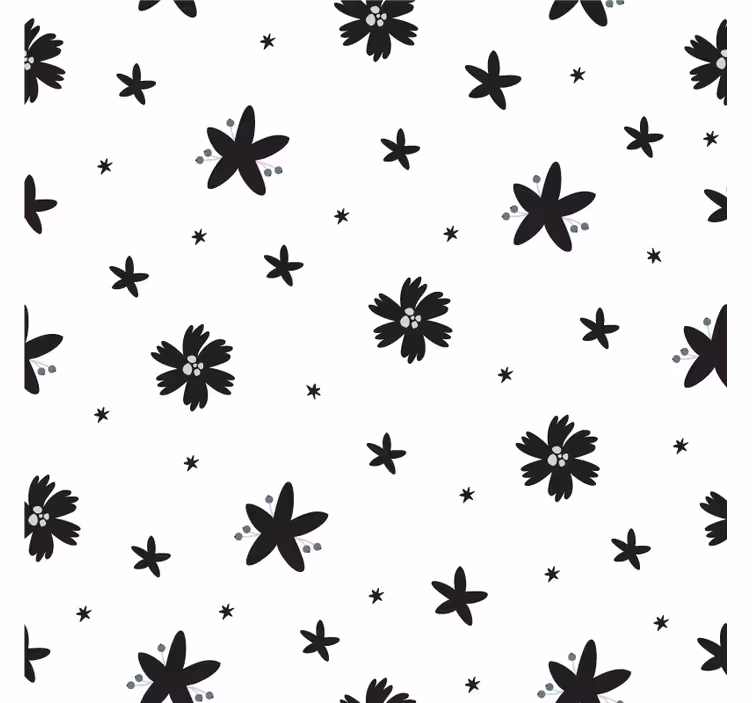 Carta da parati floreale in bianco e nero - TenStickers