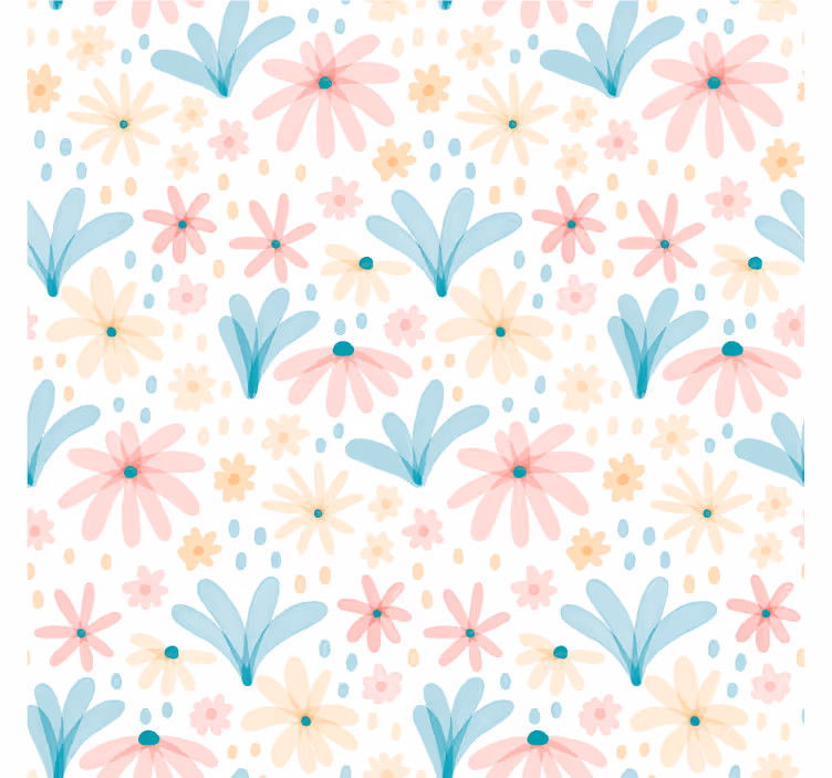 Carta da parati floreale a colori pastello - TenStickers