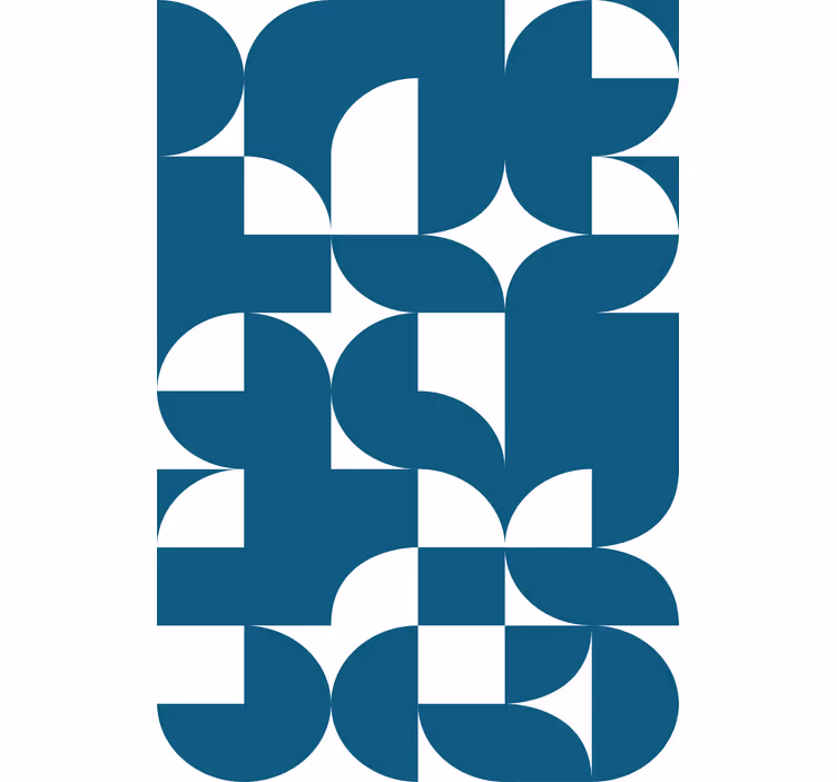 Carta da parati geometrica motivo artistico blu circolare - TenStickers