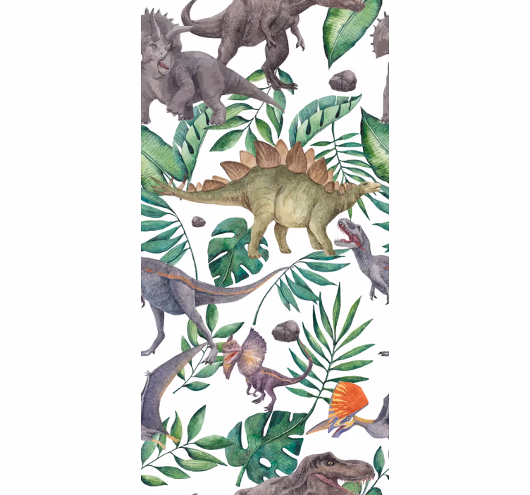 Carta da parati dinosauri motivo acquerello giurassico - TenStickers