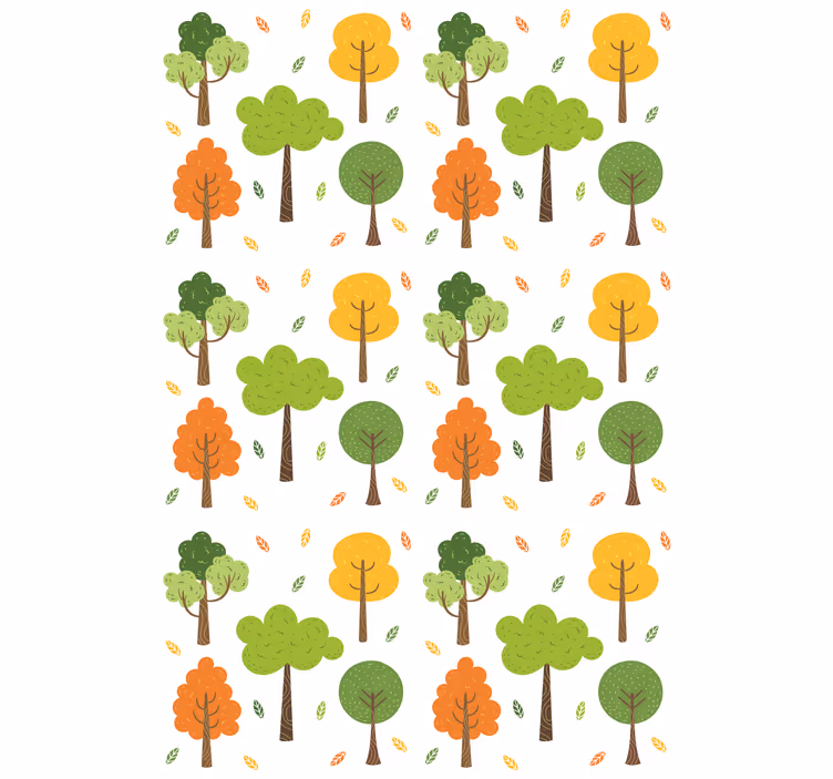 Carta da parati alberi motivo colorato - TenStickers