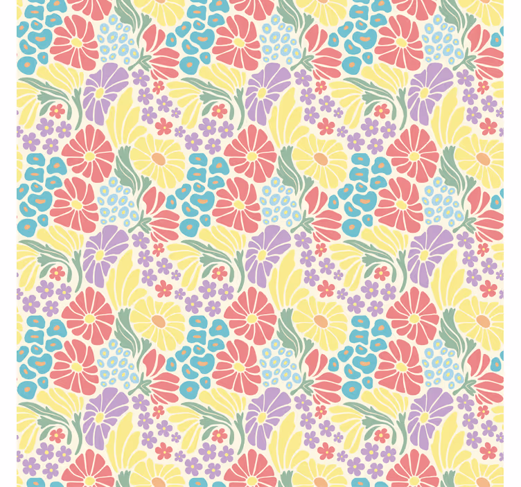 Carta da parati soggiorno fiori pastello - TenStickers