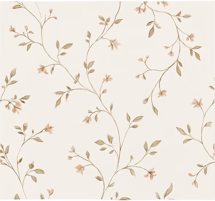 Carta da parati soggiorno sfondo bianco con fiori - TenStickers