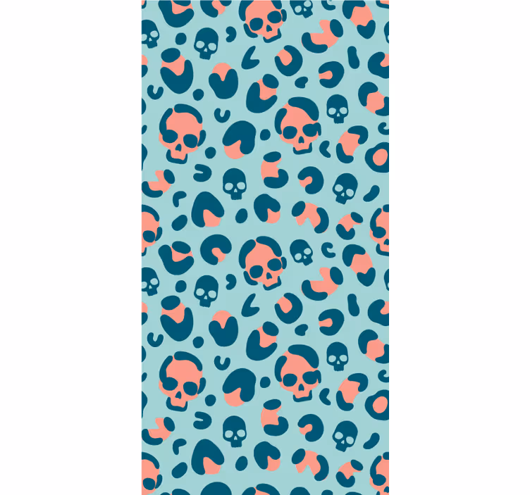 Carta da parati moderna motivo leopardato teschi blu e rosa - TenStickers