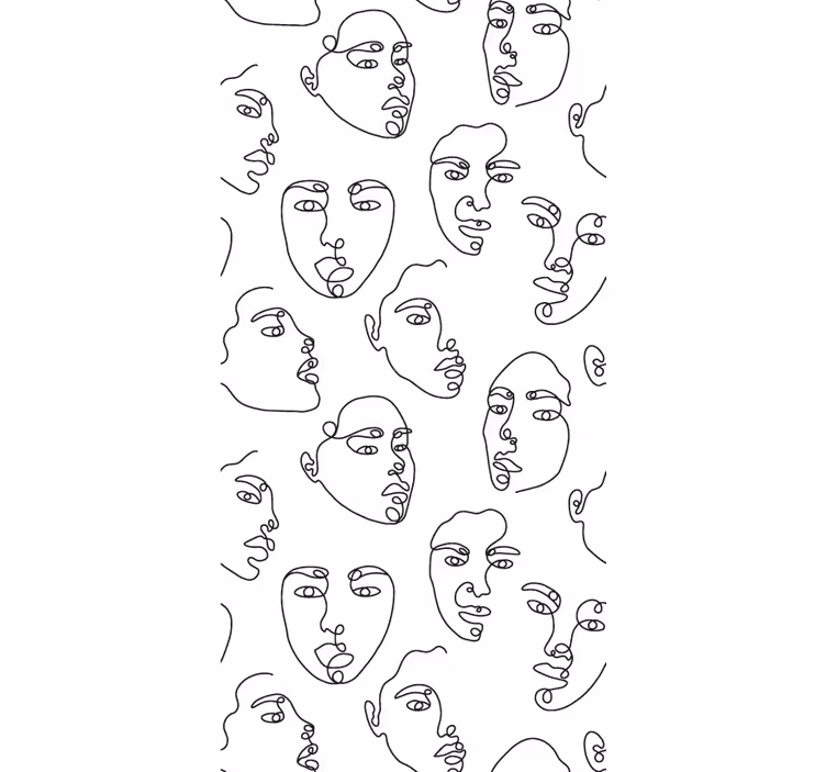 Carta da parati moderna motivo volti in line art - TenStickers