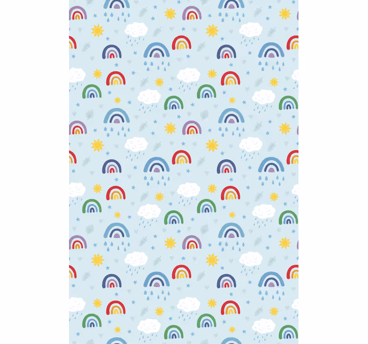 Carta da parati cameretta arcobaleni e nuvole blu - TenStickers
