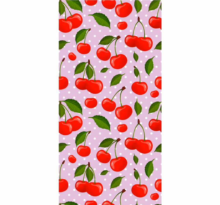 Carta da parati sala da pranzo ciliegie e foglie - TenStickers