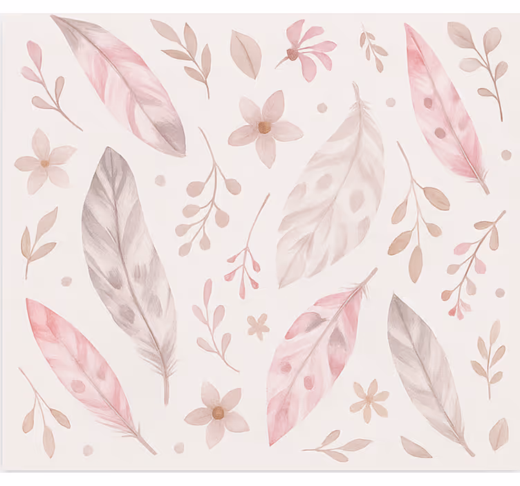 Carta da parati camera ragazzi piume rosa - TenStickers