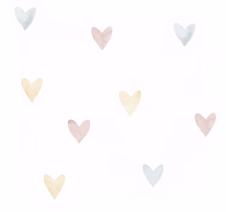 Carta da parati camera da letto cuori pastello acquerello - TenStickers