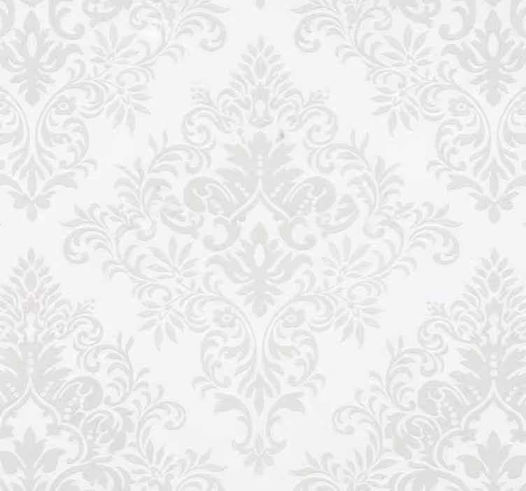 Carta da parati soggiorno damascato bianco classico - TenStickers
