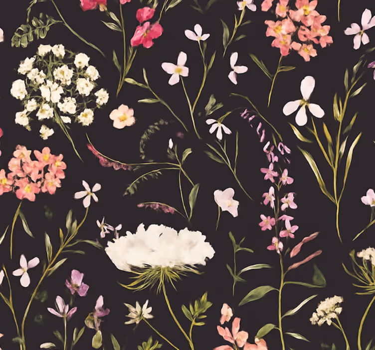Carta da parati soggiorno fiori di primavera scuri - TenStickers
