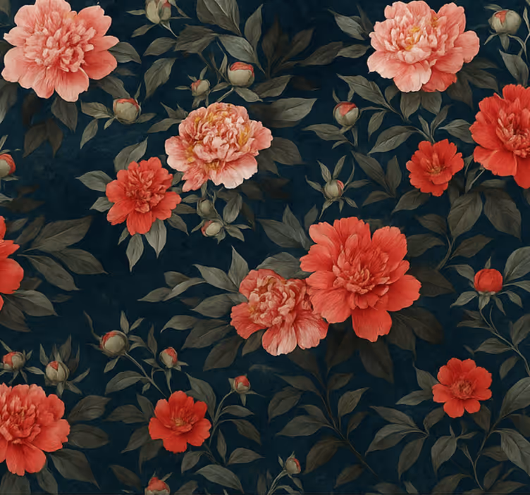 Carta da parati soggiorno botanica vintage scura - TenStickers