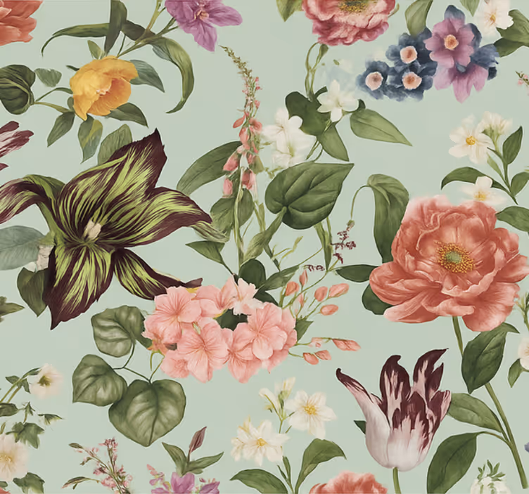 Carta da parati camera da letto fiori primaverili colorati - TenStickers