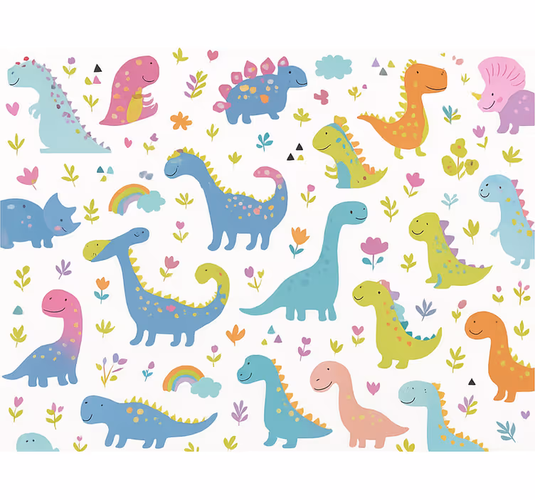 Carta da parati cameretta dinosauri colorati - TenStickers