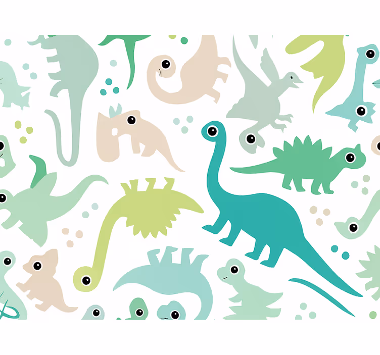 Carta da parati cameretta dinosauri colorati semplici - TenStickers
