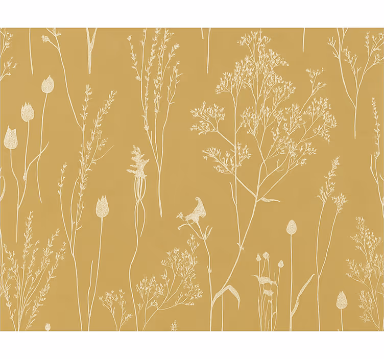 Carta da parati soggiorno fiore nordico ocra - TenStickers