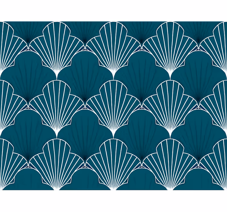 Carta da parati astratta ventaglio teal moderno - TenStickers