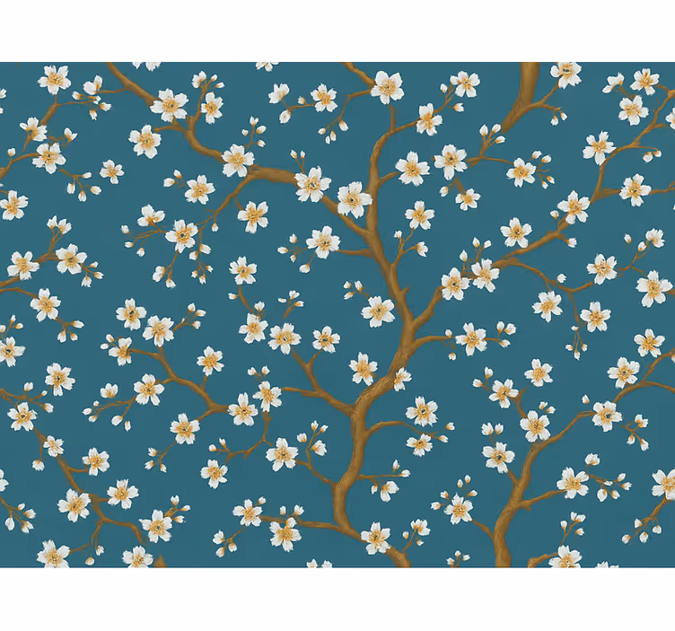 Carta da parati floreale fioritura d'oro teal - TenStickers