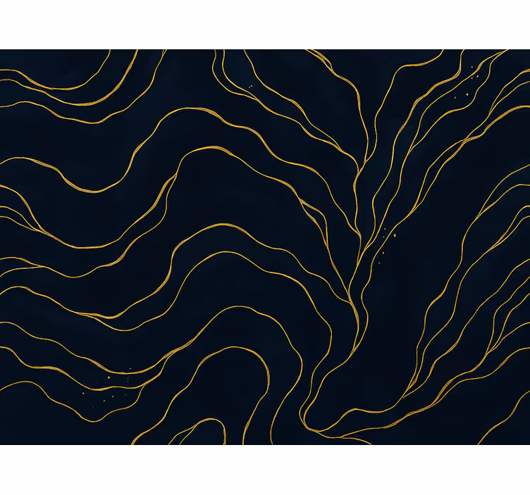 Carta da parati camera da letto marmo blu scuro e oro - TenStickers