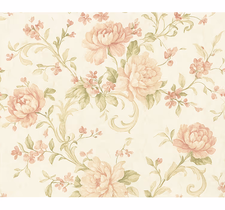 Carta da parati camera da letto rosa chiaro floreale vintage - TenStickers
