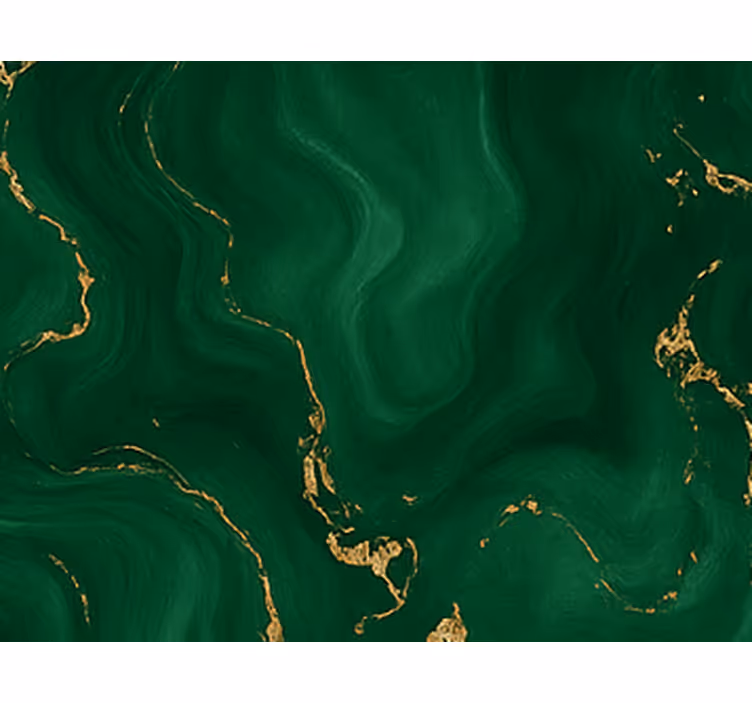 Carta da parati camera da letto verde smeraldo e marmo oro - TenStickers