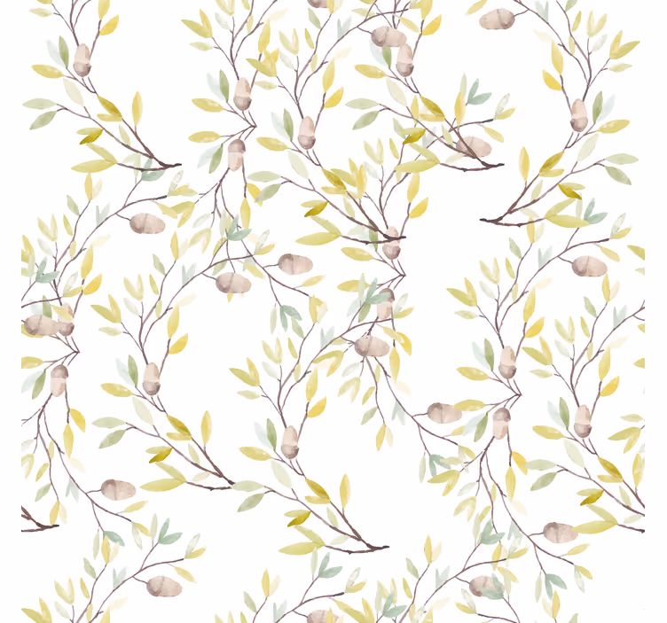 Carta da parati floreale motivo foglie verdi acquerello - TenStickers