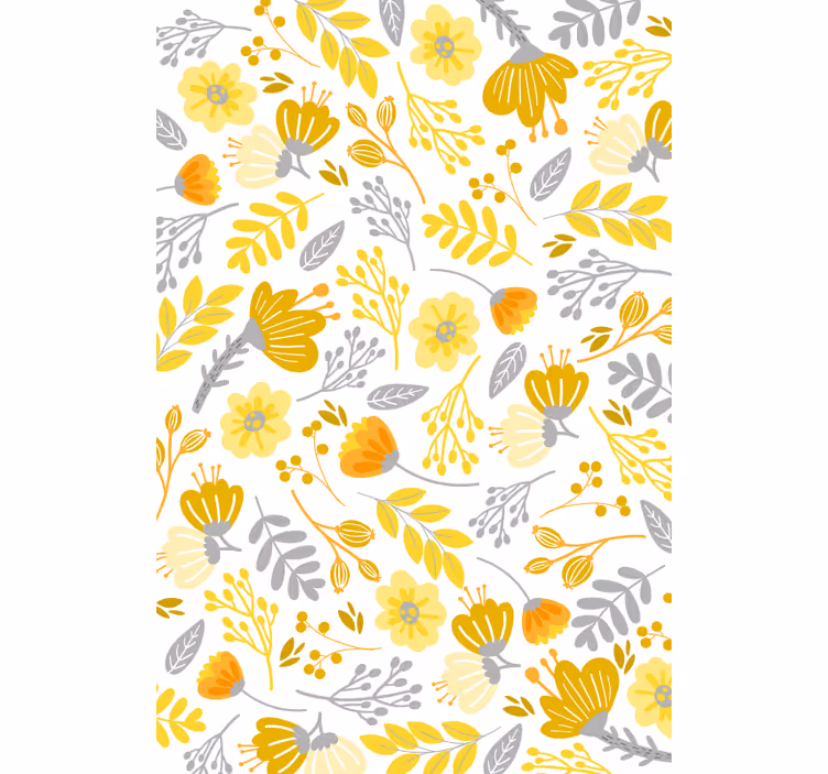 Carta da parati floreale gialla - TenStickers