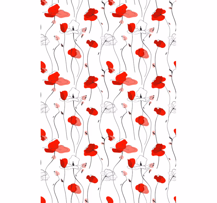 Carta da parati floreale disegno di papaveri - TenStickers