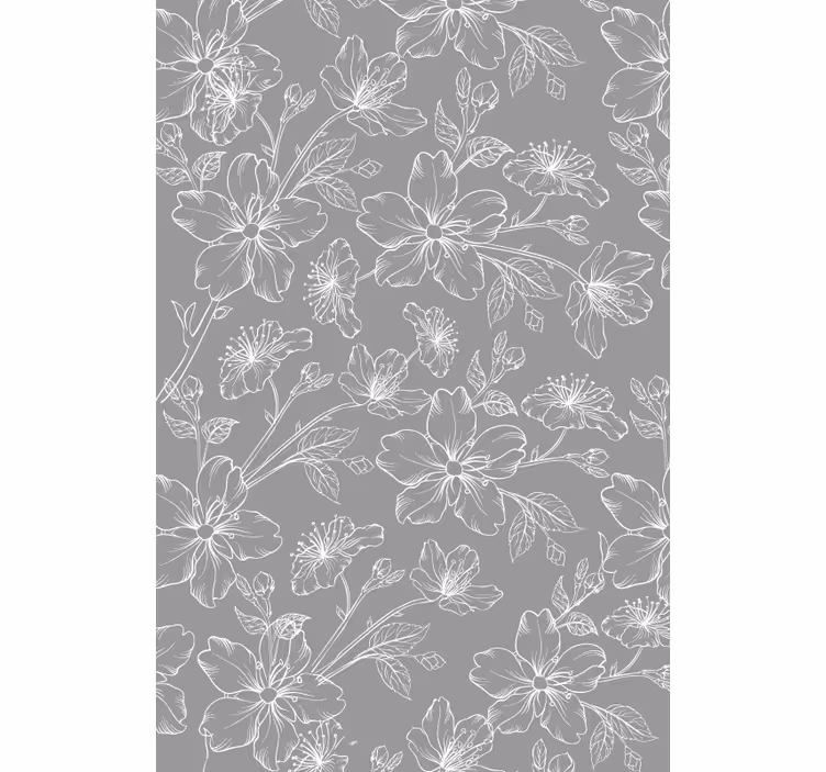 Carta da parati floreale fiori grigi - TenStickers