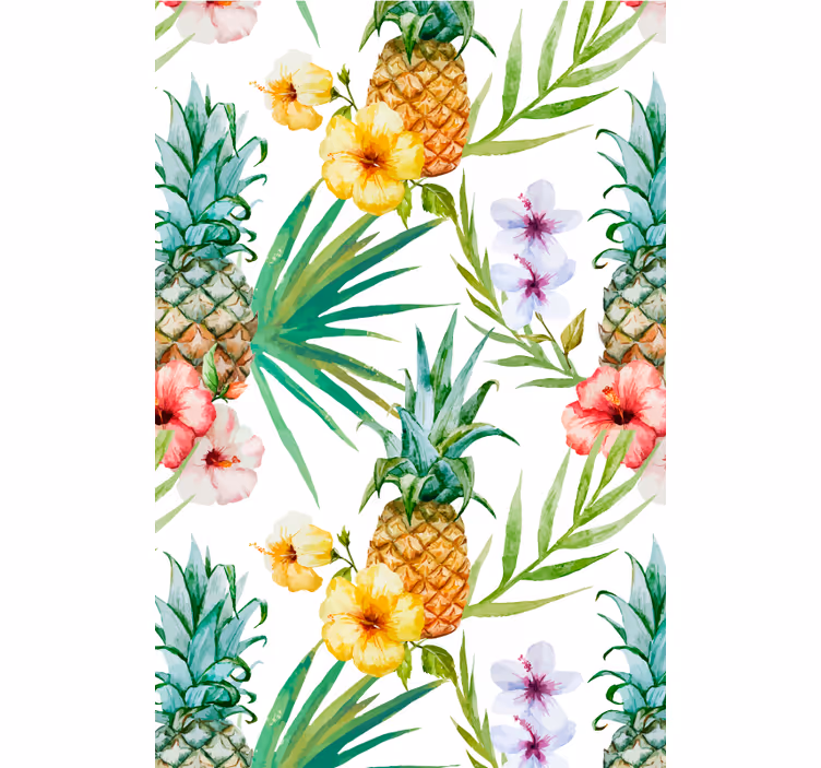 Carta da parati floreale ananas dipinto - TenStickers