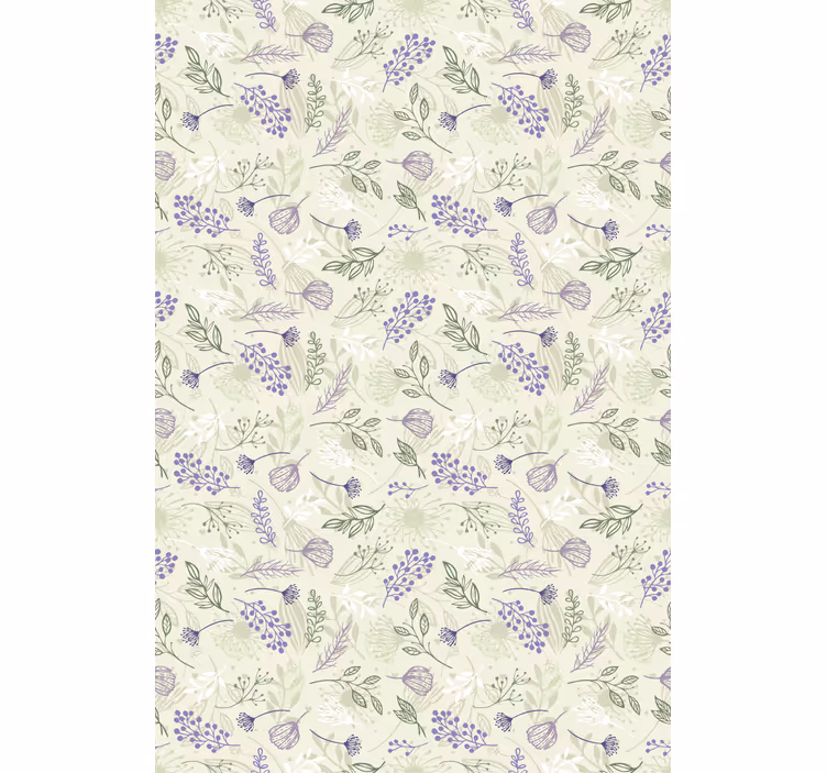 Carta da parati floreale fiori viola su sfondo verde - TenStickers