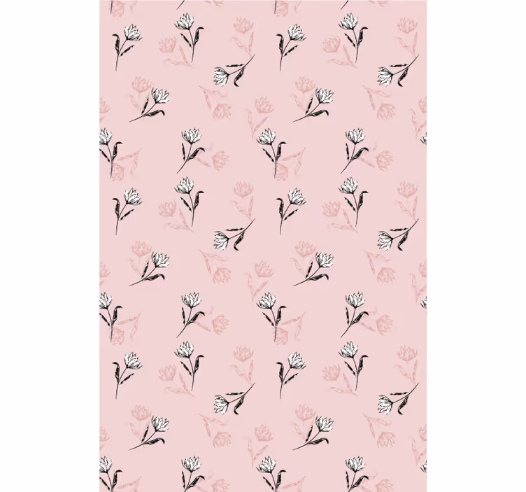 Carta da parati floreale gigli bianchi su sfondo rosa - TenStickers
